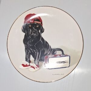 2003 Signed # 87 Plate with Lab in Red Hat and Sneakers.